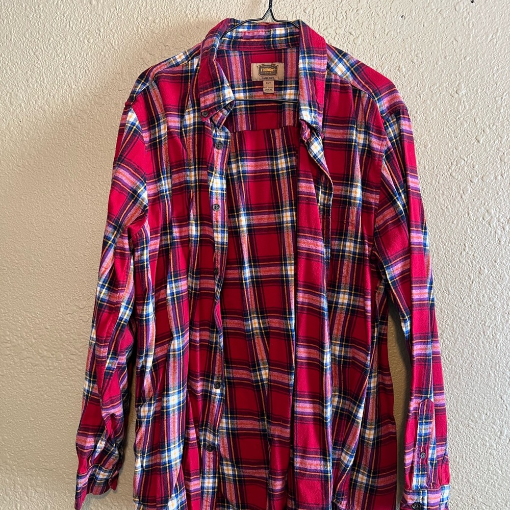 The Foundry Supply Co. Red and Blue Plaid Men's Shirt